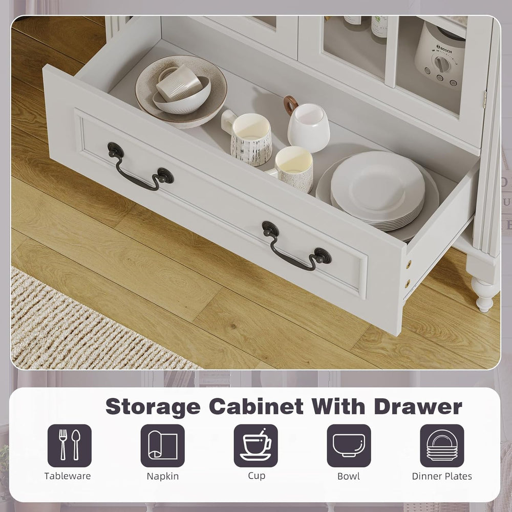 LIVAUVEAD 67" Tall Arched Kitchen Pantry Cabinet with Hidden Drawers &am...