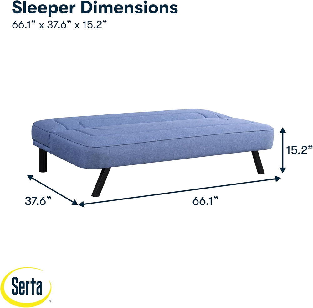 Serta Fairwood 66.1" Convertible Futon Sofa, Short Twin Size, Modern Boh...