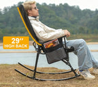 Romswi 2 Pack High Back Portable Rocking Chair with Hard Armrests, Oversized Folding Rocker Camping Chairs for Outdoor, Heavy Duty 400 lbs Patio Lawn Chairs
