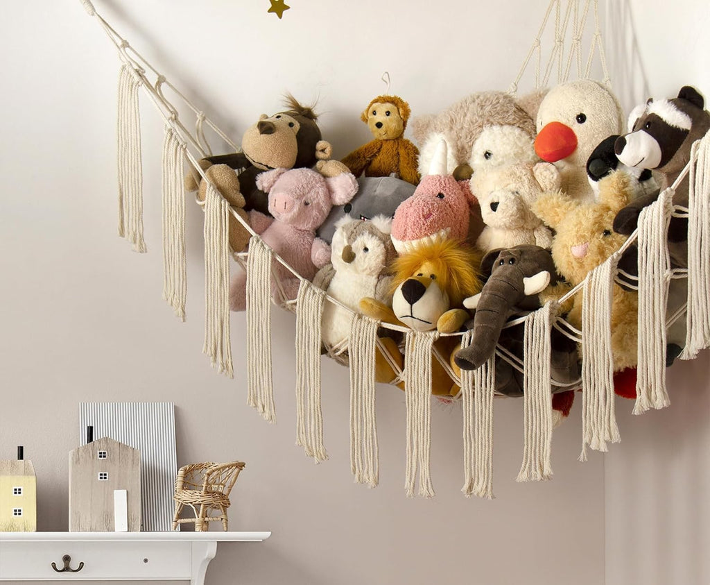 RelaxScene Stuffed Animal Hammock Corner Storage with LED Light - Plush Hammock Large Plushie Net