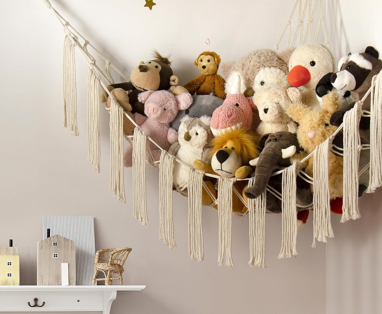RelaxScene Stuffed Animal Hammock Corner Storage with LED Light - Plush Hammock Large Plushie Net