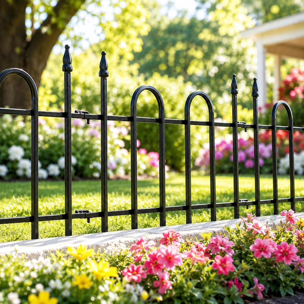Metal Garden Fence Panels 18'' H x 22'' W, 7.3 Ft Total Lengt...