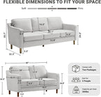Kingfun Living Room Furniture Sets, 3 Seater Couch and Loveseat, Mid Century Modern Sofa Set, Chenille Couch with Solid Wood Frame for Living Room & Bedroom, Silver Gray