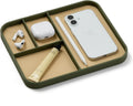 Nordik Leather Valet Tray - Medium EDC Tray - Moss Green (9.5 x 7.9 in) | Premium Vegan Leather with Two-Toned Design, Includes Four Compartments, Giftable, Catchall Tray for Keys Watch and Jewellery