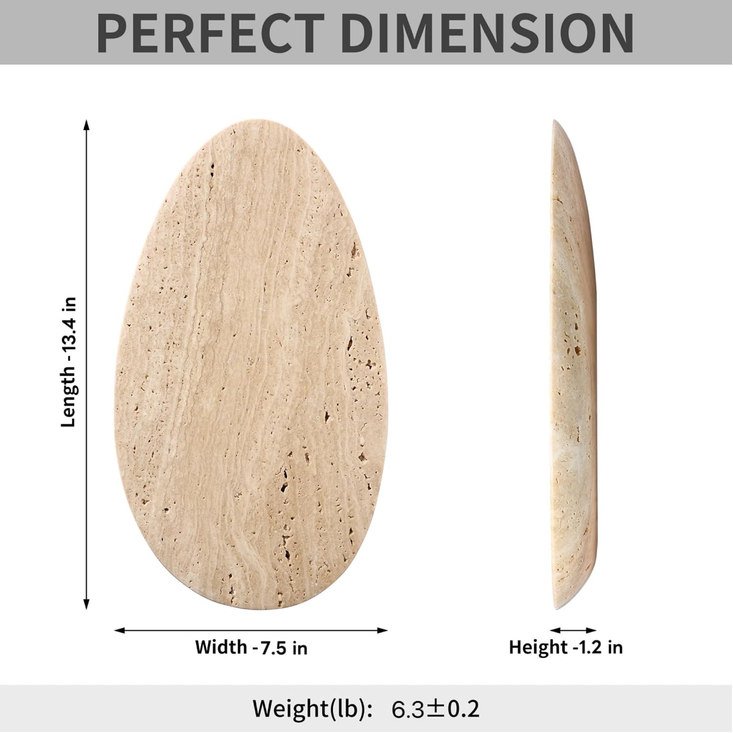 Natural Travertine Tray for Jewelry & Candle Holder | Unique solid stone with natural veining & holes. Versatile catchall for bathroom, vanity, entryway, or coffee table.