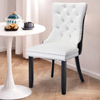 SoarFlash Kitchen Table and Chairs for 2, 31.5" Dining Table Set for 2 with Leather Upholstered Chairs, 3 Piece Round Kitchen Table Set, Dining Room Table Set for Small Space, Apartment, Black/White