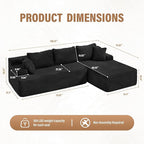 Hobestluk Modular Sectional Sofa Couches L-Shape Couch 3 Seat Modular Sofa Memory Foam Sectional Couches for Living Room, Cloud Couch with Oversized Chaise (Right Facing)
