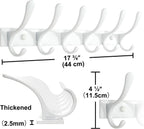 SKOLOO Heavy Duty Wall Mounted Coat Rack - 6 Hooks, Stainless Steel, Sturdy Coat Hooks for Hanging Clothes, Jacket, Hat, White