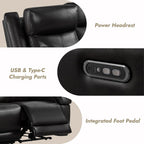 Watson & Whitely Genuine Leather Power Loveseat Recliner Sofa, 2 Seat Wall Hugger Reclining Sofa with Power Headrest & Charging Ports, Dual Recliner Sofas for Living Room, RV, Black