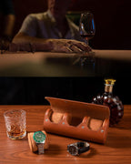MR.OKAY 3 Watch Travel Case- Classic Leather Watch Case With Perfect Texture.Portable Watch Roll Or Organizer For Storage And Display. Luxury Gifts For Men, All Handmade by Artisans.