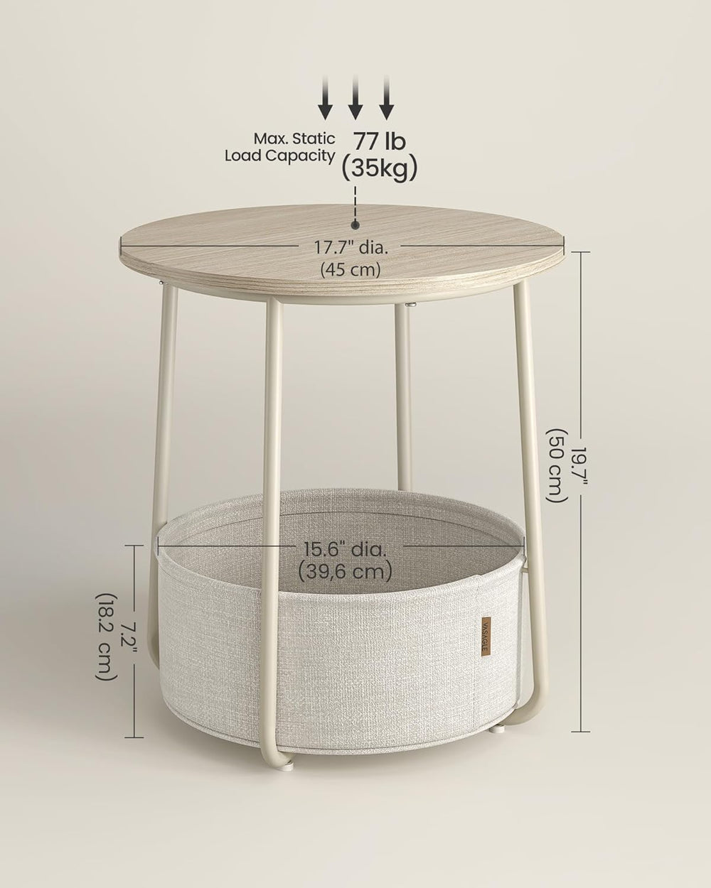 VASAGLE LILEA Collection - Small Round Side End Table, Modern Nightstand with...