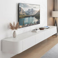 Floating TV Stand with Drawers, Pre-Assembled Wall Mounted TV Console, Modern Floating Media Console for Living Room, Space-Saving Floating TV Cabinet (White, 71in/180cm)