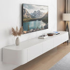 Floating TV Stand with Drawers, Pre-Assembled Wall Mounted TV Console, Modern Floating Media Console for Living Room, Space-Saving Floating TV Cabinet (White, 55in/140cm)