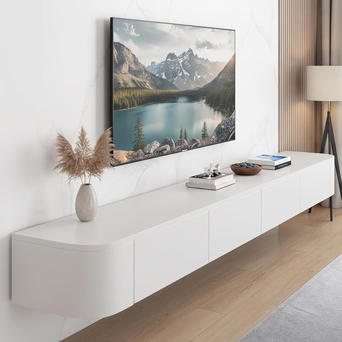 Floating TV Stand with Drawers, Pre-Assembled Wall Mounted TV Console, Modern...