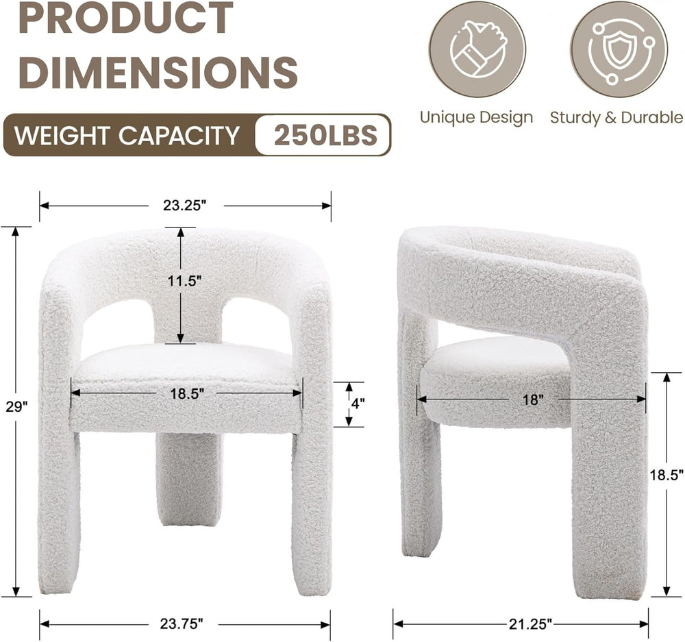 HNY Modern Barrel Kitchen & Dining Room Chair, Sherpa Upholstered Accent ...