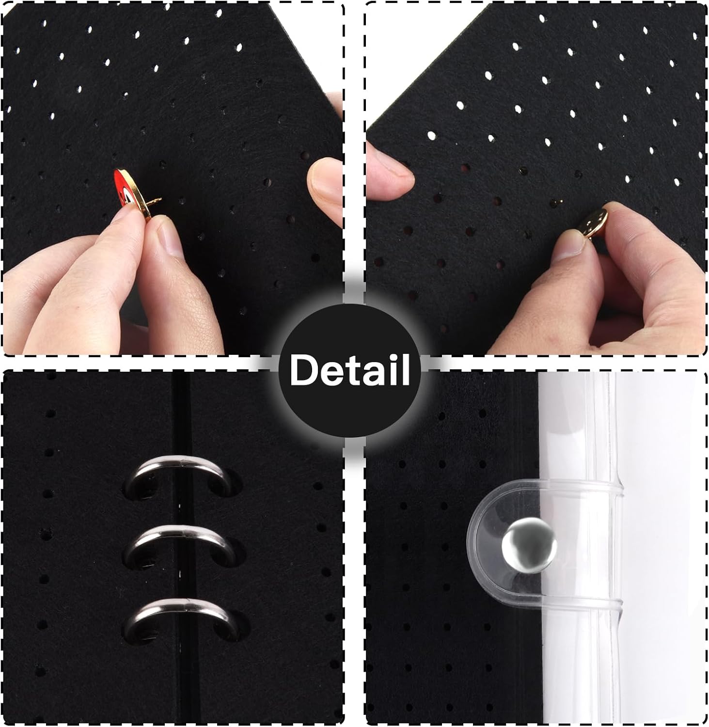 5 Pages A5 Enamel Pin Display Book, Pins Collection Storage Organizer Book,Clear PVC Cover, Portable Travel Pin Display Book for Brooch Collectors (Not Include Accessories).Black