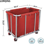 12 Bushels Laundry Cart for Commercial/Home,Heavy Duty Large Stainless Steel Rolling Laundry Basket with Wheels，for Hotel, School, Laundry,260LBS Load