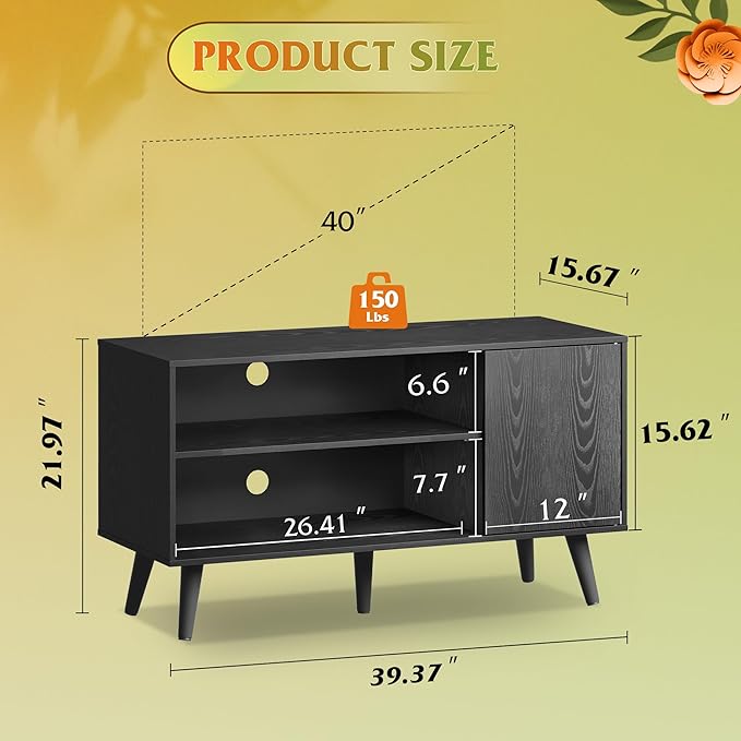 WLIVE TV Stand for 43 Inch TV, Small Entertainment Center with Storage Cabine...