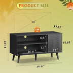 WLIVE TV Stand for 43 Inch TV, Small Entertainment Center with Storage Cabinet & Adjustable Shelves, Mid-Century Modern TV Stands for Living Room and Bedroom, 32" TV Console, Black