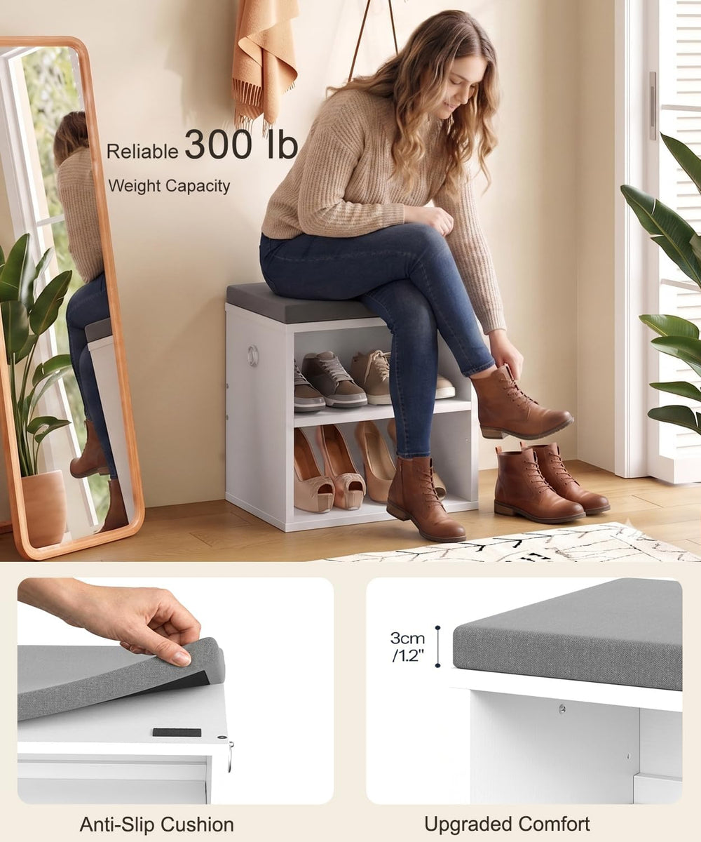 HOOBRO Shoe Storage Bench with Cushion, Entryway Bench with Coat Rack Set, Sm...