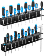 Screwdriver Organizer Wall Mount,Heavy Duty Metal Utility Storage Rack for Screwdrivers Calipers Small Tools,Screw Driver Holder Suitable Garages Homes Workshops Sheds(2PC)