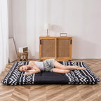 MAXYOYO Japanese Floor Mattress Futon Mattress, 4" Thicken Tatami Mat Sleeping Pad Foldable Roll Up Mat Boys Girls Dormitory Pad Kids Floor Lounger Pillow Bed, Charcoal Grey, Queen Size