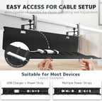 No Drill Under Desk Cable Management Tray - 36" Clamp/Screw Desk Cord Management, Premium Fabric Cable Racyway for Office & Home