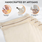 4-Piece Large Durable Organic Cotton Mesh Laundry Bags with Sturdy Zippers and Breathable Mesh are Delicate Laundry Bags for Underwear, Clothes, Pants and Socks