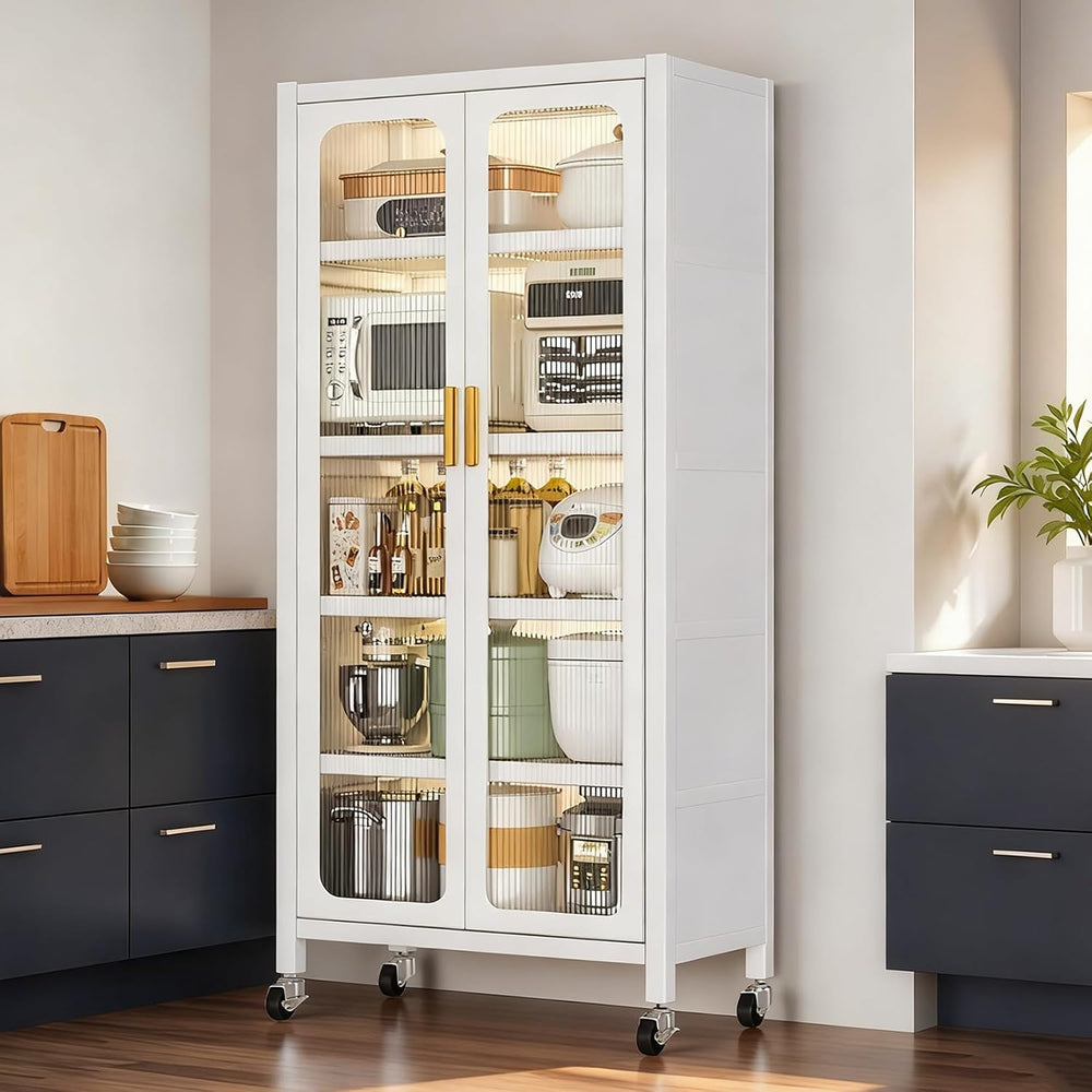65.16" Tall Kitchen Pantry Storage Cabinet, Large Kitchen Display Cabine...