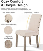 Morden Fort Dining Table Set for 4, Farmhouse Kitchen Table Chairs Set with Nailhead Accents, Wooden Rectangular Dining Room Sets Include Table & Upholstered Bench & 2 Dining Chairs