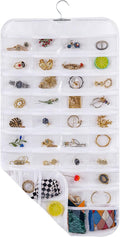 Bloss Hanging Jewelry Organizer With 80 Pockets Double-Side Dating Gifts Jewelry Storage Hanger For Accessories Jewelry Earring Holder Storage for Closet,Wall, Door, Travel-White
