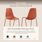 Poly & BARK Isla Stackable Dining Chairs Set of 4 – Mid Century Modern Plastic Dining Chair with Metal Legs – Kitchen & Dining Room Chairs – Dining Table Chairs Set – Indoor/Outdoor – Coral Red