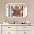 White Bathroom Mirror for Over Sink 24×36 Inch - Multi-Size Durable Iron Frame, Shatterproof Glass, Versatile for Bathroom/Bedroom/Living Room Decor (Horizontal or Vertical Mount)