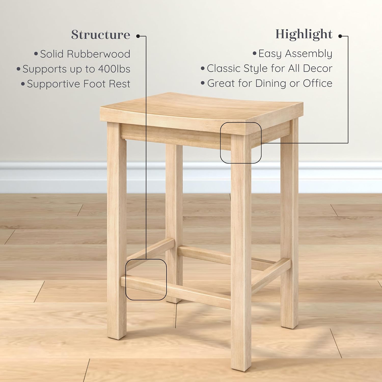 Grain & Grove Smith Bar Stool, Counter Height, Blonde
