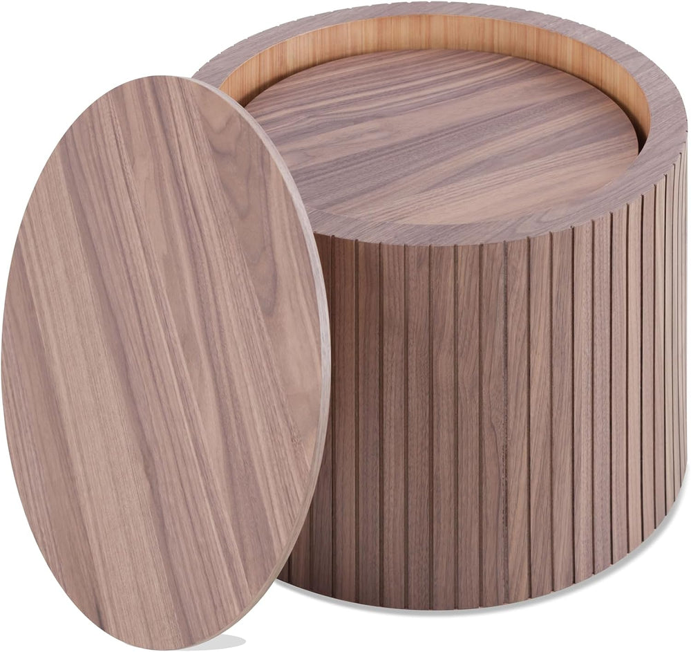 Round Nesting Coffee Table Set of 2, 19.17”Wood Side Tables with Storage | Mo...