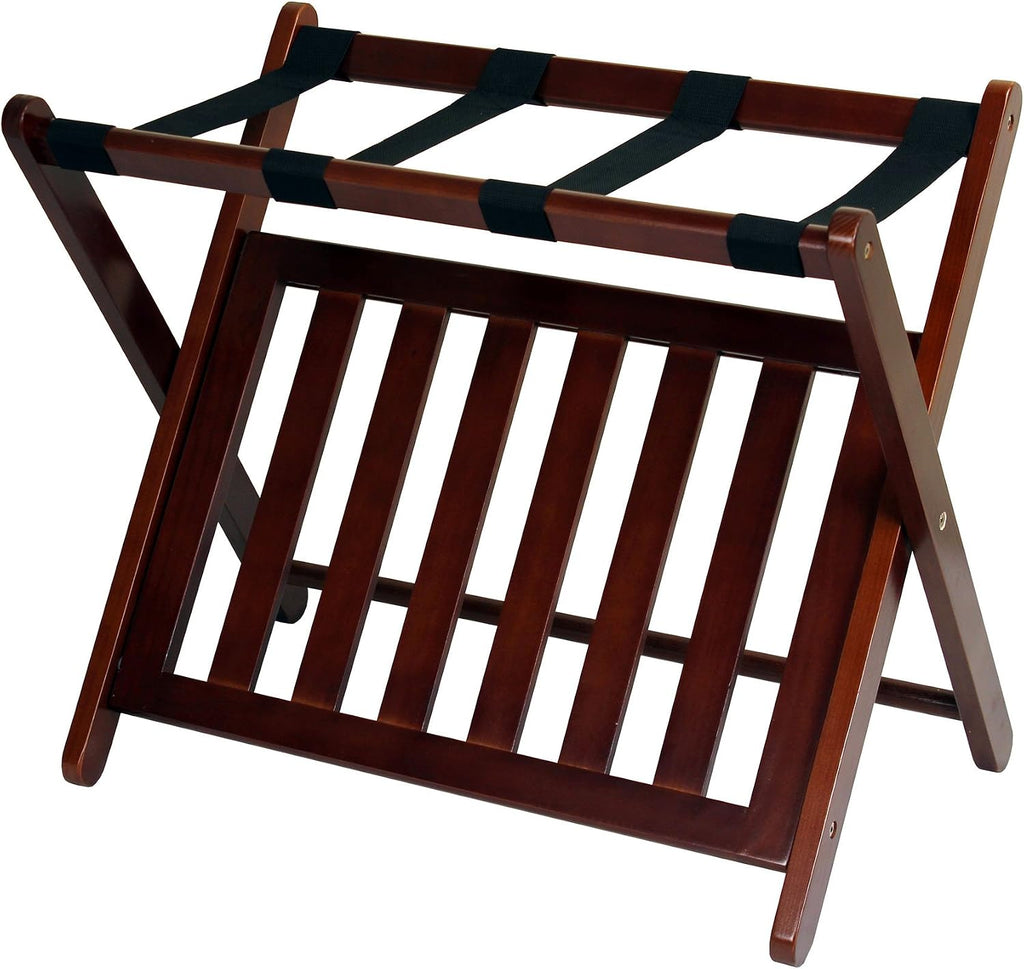 Casual Home Luggage Rack, Walnut, Solid Wood