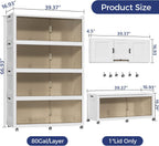 320GAL Extra Large Storage Bins with Lid, 1280QT Collapsible Organizer with Wheels, Stackable Closet Cabinet with Doors, Folding Storage Containers for Home, Office, Kitchen, 3Pack White