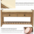39″ Storage Bench with Cushioned Seat and Drawers,Multipurpose Wooden Entryway Ottoman,Hidden Compartment Organizing Shoe Rack,for Bedroom Hallway Porch,Old Pine