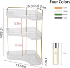 YCIA&DONE Corner Bathroom Counter Organizer, Makeup Organizer for Vanity, Skincare Cosmetic Perfume Tray, Corner Countertop Shelf Rack Storage for Bathroom Kitchen 3 Tiers (Clear White)