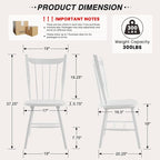 HNY White Windsor Dining Chairs Set of 6, Farmhouse Wooden Kitchen Chairs with Spindle Back, Mid Century Modern Armless Kitchen Side Chair for Dining Living Room Restaurant