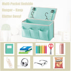 Bedside Caddy/Bedside Storage Organizer Hanging Bag with Three Options,Suitable for home beds, sofas, and dormitory beds—can hold magazines, books, phones, iPads, remote controls. (Green)