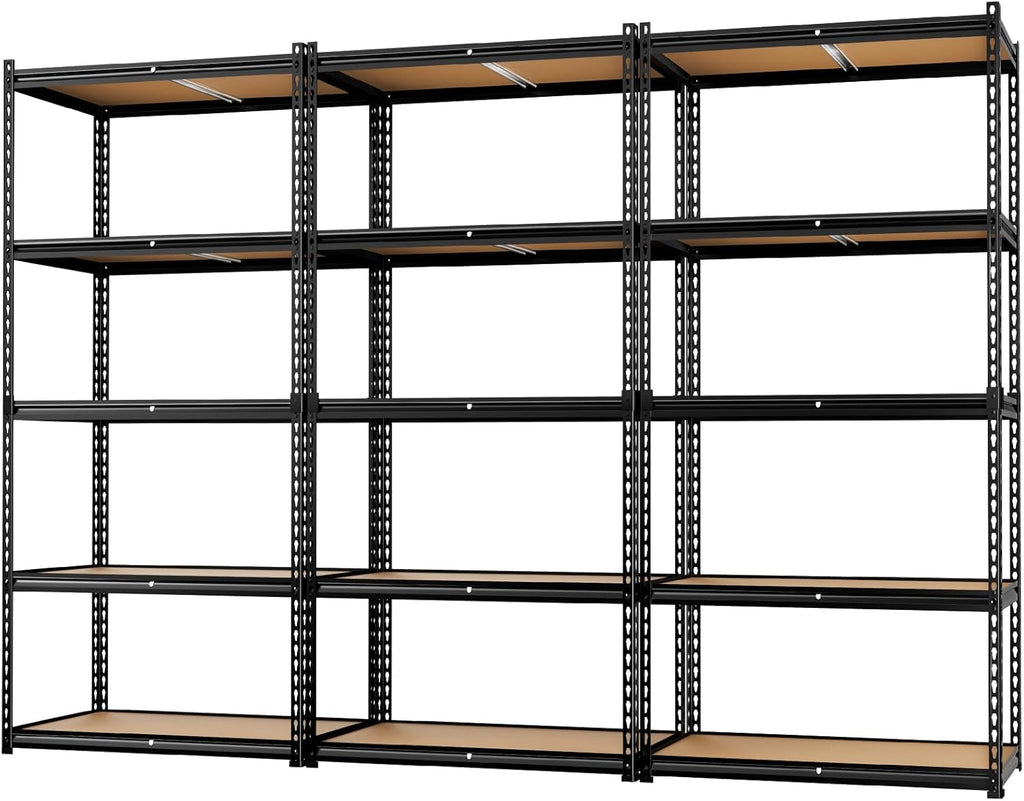 LEVELEVE 5-Tier Heavy Duty Storage Shelving Unit, 2020 lbs Capacity, Adjustable Metal Utility Shelf, 48" L x 18" W x 73" H for Garage, Kitchen, Pantry, Basement, Bathroom, Laundry,3 Pack