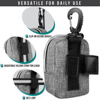PetAmi Dog Poop Bag Holder for Leash, Dog Pet Waste Bag Dispenser For Poop With Clip, Doggy Puppy Walking Accessories Travel Camping, Dog Treat Pouch Supplies Must Have With Dog Bag Roll, Light Gray