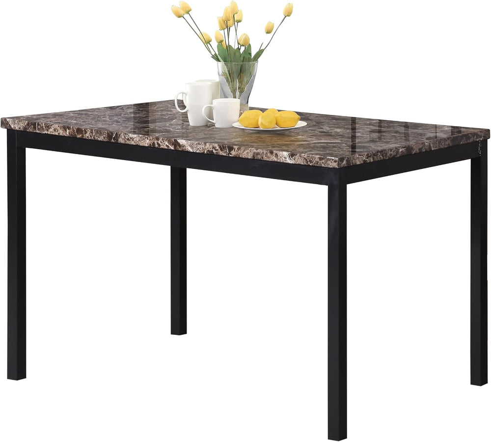 Metal Dining Table with Laminated Faux Marble Top Black - 45" Square Con...