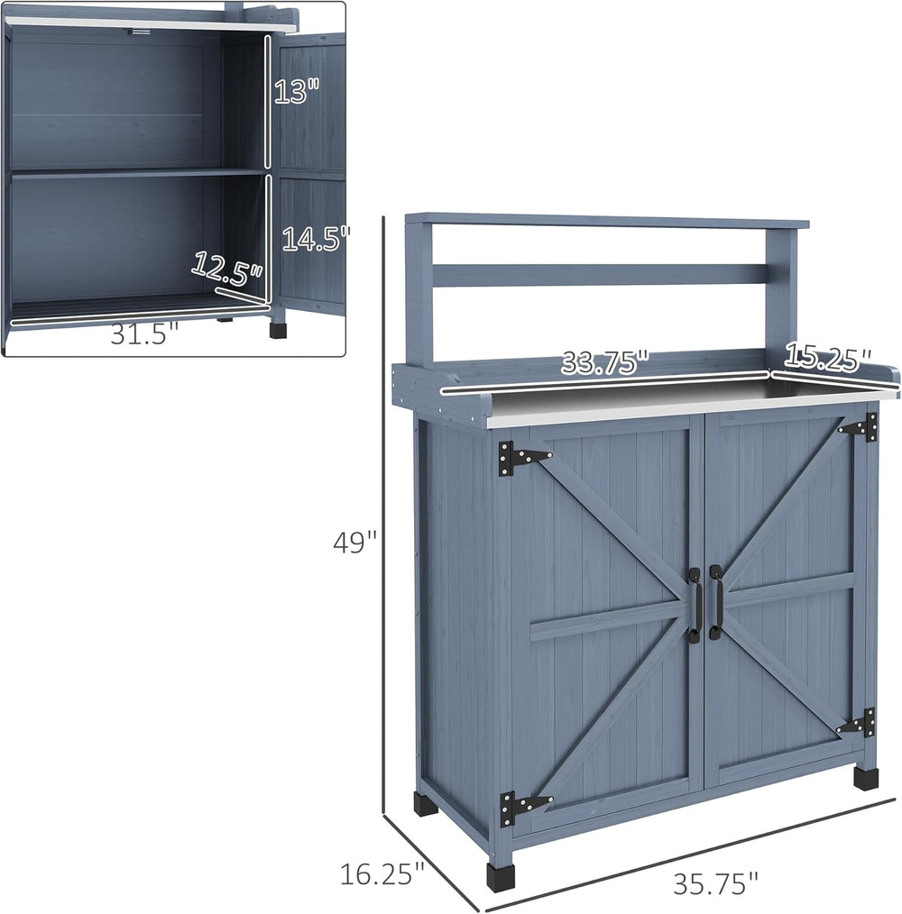 36" Farmhouse Style Storage Cabinet, Sideboard Cabinets with Galvanized ...
