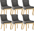 Upholstered Dining Chairs Set of 6, Modern Fabric Side Chairs with Gold Stainless Steel Legs, Accent Kitchen Chairs for Dining Room Table, Grey