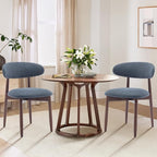 COLAMY Wooden Dining Chairs Set of 4, Modern Fabric Upholstered Dining Room Chair, Farmhouse Kitchen Side Chairs with Foot Pegs, Blue