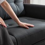 TYBOATLE Sofa Couch 61" Small Loveseat Couches for Living Room Leather Couch Mid Century Modern Tufted Mini Sofa Comfy Office 2 Seat Settee Love Seat for Small Spaces Bedroom (2, Black)