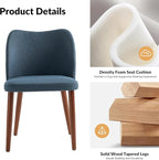 Dining Chairs Set of 6, Upholstered Kitchen Dining Room Chair Set Morden Accent Side Dinner Chair with Curved Padded Back Wood Legs for Restaurant/Cafe, Navy