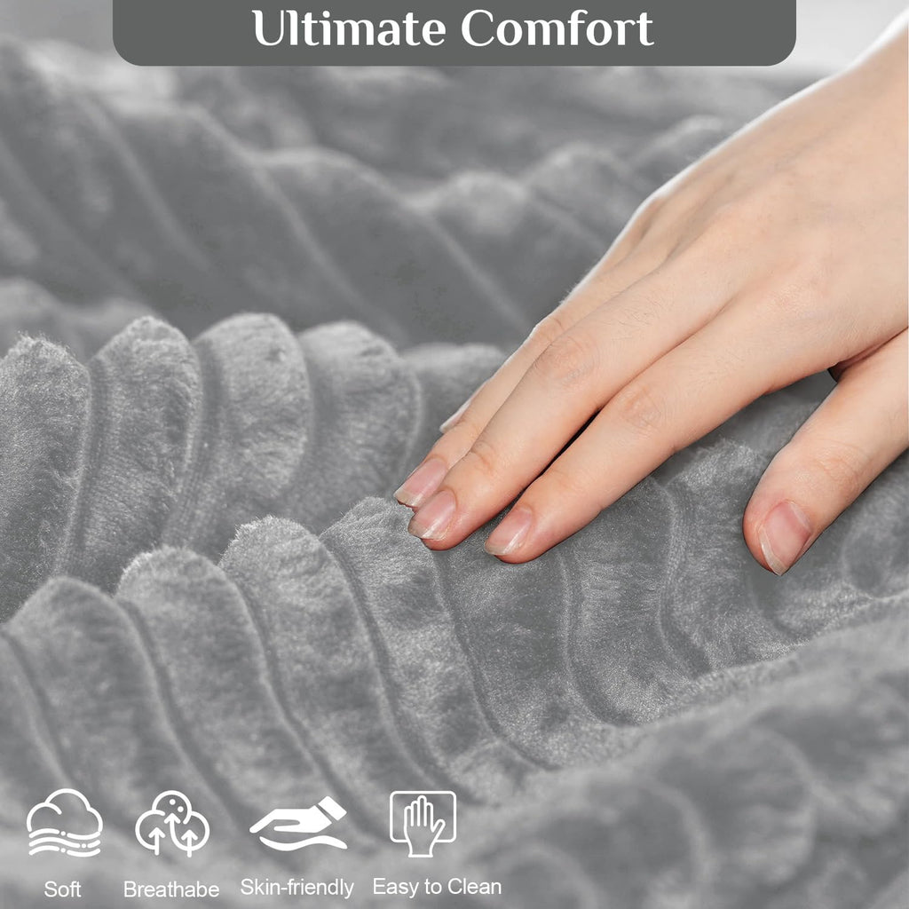132" U Shaped Cloud Couch Sectional,Fluffy Plush 4 Seat Corduroy Sectional Couches for Living Room,Comfy Corduroy Sofa with Double Chaise Lounge, Storage Console, Cup Holders, USB Port（Grey）